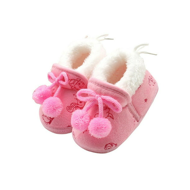 Grey 11cm Alamana Lace-up Infant Baby Girls Soft Sole Anti-Slip Prewalker Toddler Shoes Snow Boots 